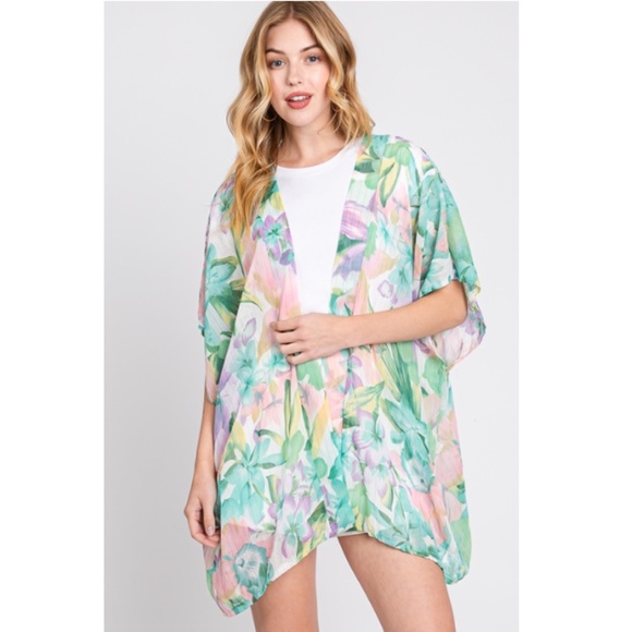 Green Floral Kimono - Picture 1 of 5